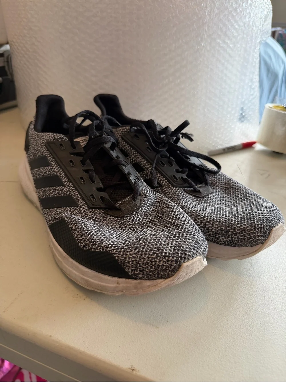 Adidas Black and Gray Knit Athletic Sneakers Cloudfoam size 11